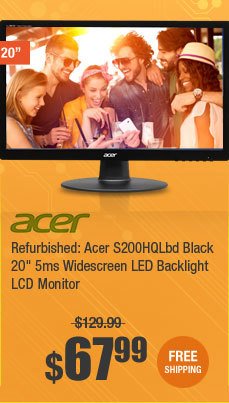 Refurbished: Acer S200HQLbd Black 20" 5ms Widescreen LED Backlight LCD Monitor 