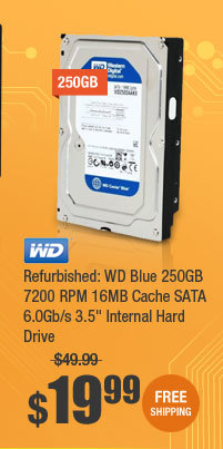 Refurbished: WD Blue 250GB 7200 RPM 16MB Cache SATA 6.0Gb/s 3.5" Internal Hard Drive 