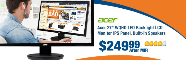 Acer 27" WQHD LED Backlight LCD Monitor IPS Panel, Built-in Speakers