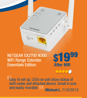 NETGEAR EX2700 N300 WiFi Range Extender Essentials Edition