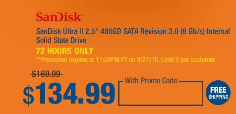 SanDisk Ultra II 2.5" 480GB SATA Revision 3.0 (6 Gb/s) Internal Solid State Drive