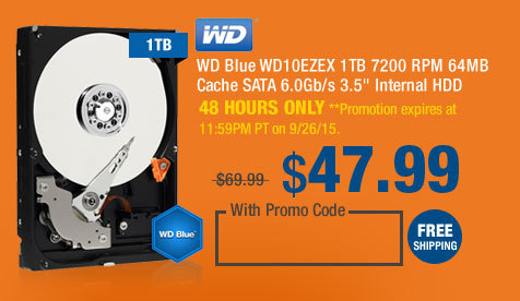 WD Blue WD10EZEX 1TB 7200 RPM 64MB Cache SATA 6.0Gb/s 3.5" Internal HDD