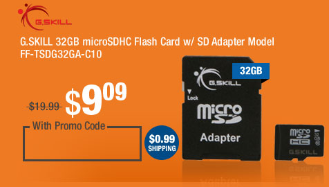 G.SKILL 32GB microSDHC Flash Card w/ SD Adapter Model FF-TSDG32GA-C10