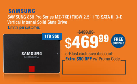 SAMSUNG 850 Pro Series MZ-7KE1T0BW 2.5" 1TB SATA III 3-D Vertical Internal Solid State Drive