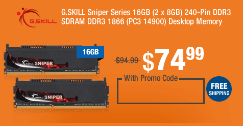 G.SKILL Sniper Series 16GB (2 x 8GB) 240-Pin DDR3 SDRAM DDR3 1866 (PC3 14900) Desktop Memory