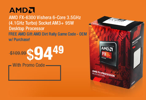 AMD FX-6300 Vishera 6-Core 3.5GHz (4.1GHz Turbo) Socket AM3+ 95W Desktop Processor