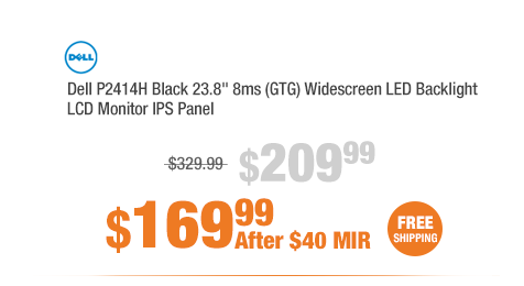 Dell P2414H Black 23.8" 8ms (GTG) Widescreen LED Backlight LCD Monitor IPS Panel