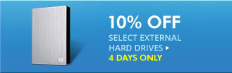 10% OFF SELECT EXTERNAL HARD DRIVES