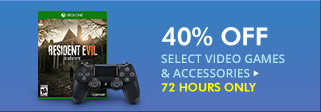 40% OFF SELECT VIDEO GAMES & ACCESSORIES