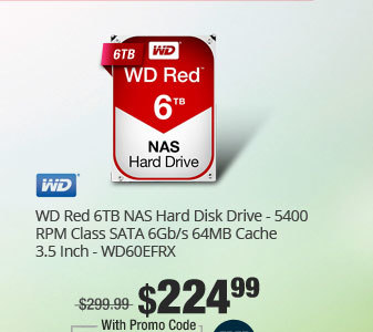 WD Red 6TB NAS Hard Disk Drive - 5400 RPM Class SATA 6Gb/s 64MB Cache 3.5 Inch - WD60EFRX