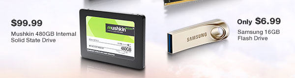 Mushkin 480GB Internal Solid State Drive. SAMSUNG 16GB Flash Drive.