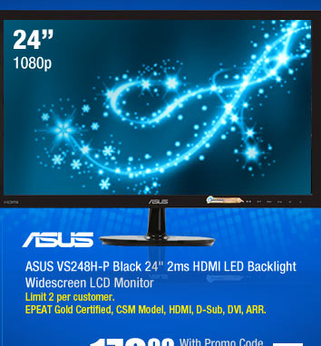ASUS VS248H-P Black 24 inch 2ms HDMI LED Backlight Widescreen LCD Monitor
