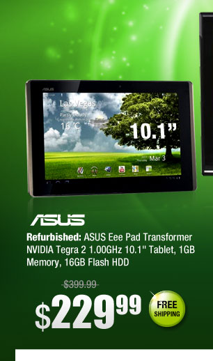 Refurbished: ASUS Eee Pad Transformer NVIDIA Tegra 2 1.00GHz 10.1 inch Tablet, 1GB Memory, 16GB Flash HDD