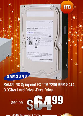 SAMSUNG Spinpoint F3 1TB 7200 RPM SATA 3.0Gb/s Hard Drive -Bare Drive 