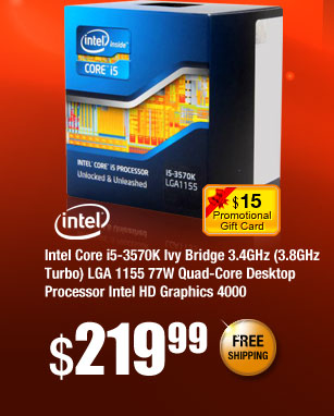 Intel Core i5-3570K Ivy Bridge 3.4GHz (3.8GHz Turbo) LGA 1155 77W Quad-Core Desktop Processor Intel HD Graphics 4000