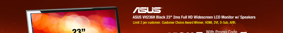 ASUS VH236H Black 23 inch 2ms Full HD Widescreen LCD Monitor w/ Speakers