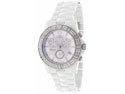 Swiss Precimax Women's Luxe Elite SP12042 White Ceramic Swiss Chronograph Watch with Mother-Of-Pearl Dial