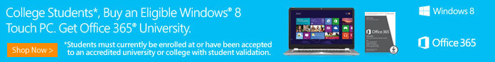 College student, buy an eligible Window 8 touch PC get office 365 University
