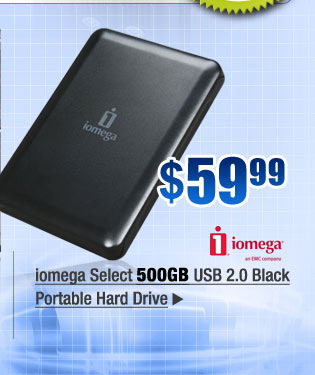 iomega Select 500GB USB 2.0 Black Portable Hard Drive
