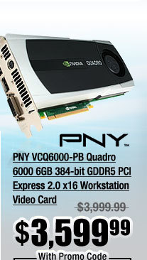PNY VCQ6000-PB Quadro 6000 6GB 384-bit GDDR5 PCI Express 2.0 x16 Workstation Video Card
