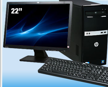 HP 500B (VS876UT#ABA) Desktop PC Pentium dual-core E5700(3.00GHz) 2GB DDR3 320GB HDD Capacity Intel GMA 4500 Windows 7 Professional 32-bit + HP Smartbuy LE2201w Black 22" 5ms Widescreen LCD Monitor 250 cd/m2 1000:1