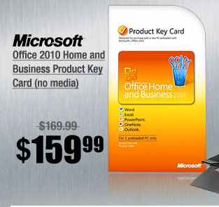 Office 2010 Home and Business Product Key Card (no media) 
