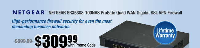 NETGEAR SRX5308-100NAS ProSafe Quad WAN Gigabit SSL VPN Firewall