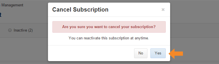 Subscription Program: Canceling a Subscription - Step 4