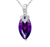 7.96 cttw Marquise Cut Created Amethyst Pendant w/ 18 Necklace