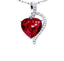 4.10 cttw Heart Cut Created Ruby Pendant w/ 18 Necklace