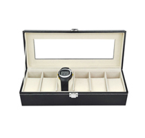 Black Leather 6 Grid Watch Display Box Case (2 Options)