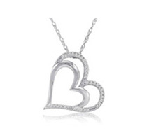 Amanda Rose Collection 1/10 cttw Diamond Heart Pendant Necklace