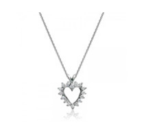 14k White Gold Diamond Heart Pendant Necklace