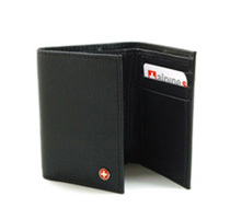 Alpine Swiss Men's Black Leather Trifold Wallet