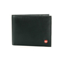 Alpine Swiss Men's Black Leather Flip Up Billfold Wallet