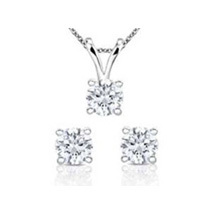 1 cttw Round Diamond Solitaire Stud Earrings & Pendant Box Set (2 Options)