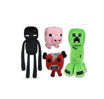 Minecraft Overworld 4-Piece Set w/ Enderman, Mooshroom, Creeper & Pig Plush Toy