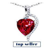 4.10 cttw Heart Shaped Created Ruby Pendant w/ 18 Necklace