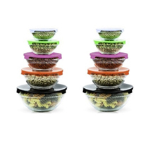 10 pc Glass Food Containers Set(Bowls w/ Lids)