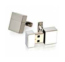 Men's Silver 8GB USB Flash Drive Cufflinks