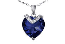 Mabella 10.84 cttw .925 Sterling Silver Heart Cut 15mm Created Blue Sapphire Pendant