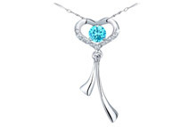 Mabella 0.56 ct.tw Round Cut 5mm Created Blue Topez Pendant Sterling Silver with 18 Chain