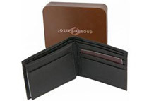 Joseph Abboud Mens Pebble Grain Leather Passcase Wallet - Black