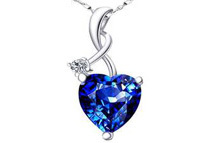 Mabella 4.03 cttw Heart Shaped Blue Sapphire Sterling Silver Pendant with 18 Chain