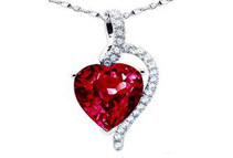 Mabella 4.10 cttw Heart Shaped Ruby Sterling Silver Pendant with 18 Chain