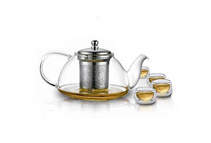Teaology Infuso Borosilicate Glass Teapot & 4 Cups Set