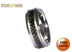Tungsten Carbide Ring with Inlay of Black Carbon Fiber