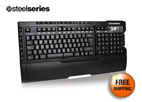 SteelSeries Shift Gaming Keyboard w/ 8 Programmable Hotkeys, 2 USB 2.0 Ports & On-the-Fly Macro Recording!