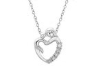 Mother and Child Diamond Sterling Silver Pendant Necklace 