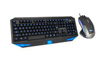 Blue LED Illuminated Ergonomic Gaming Keyboard + 2500 DPI Gaming Mouse